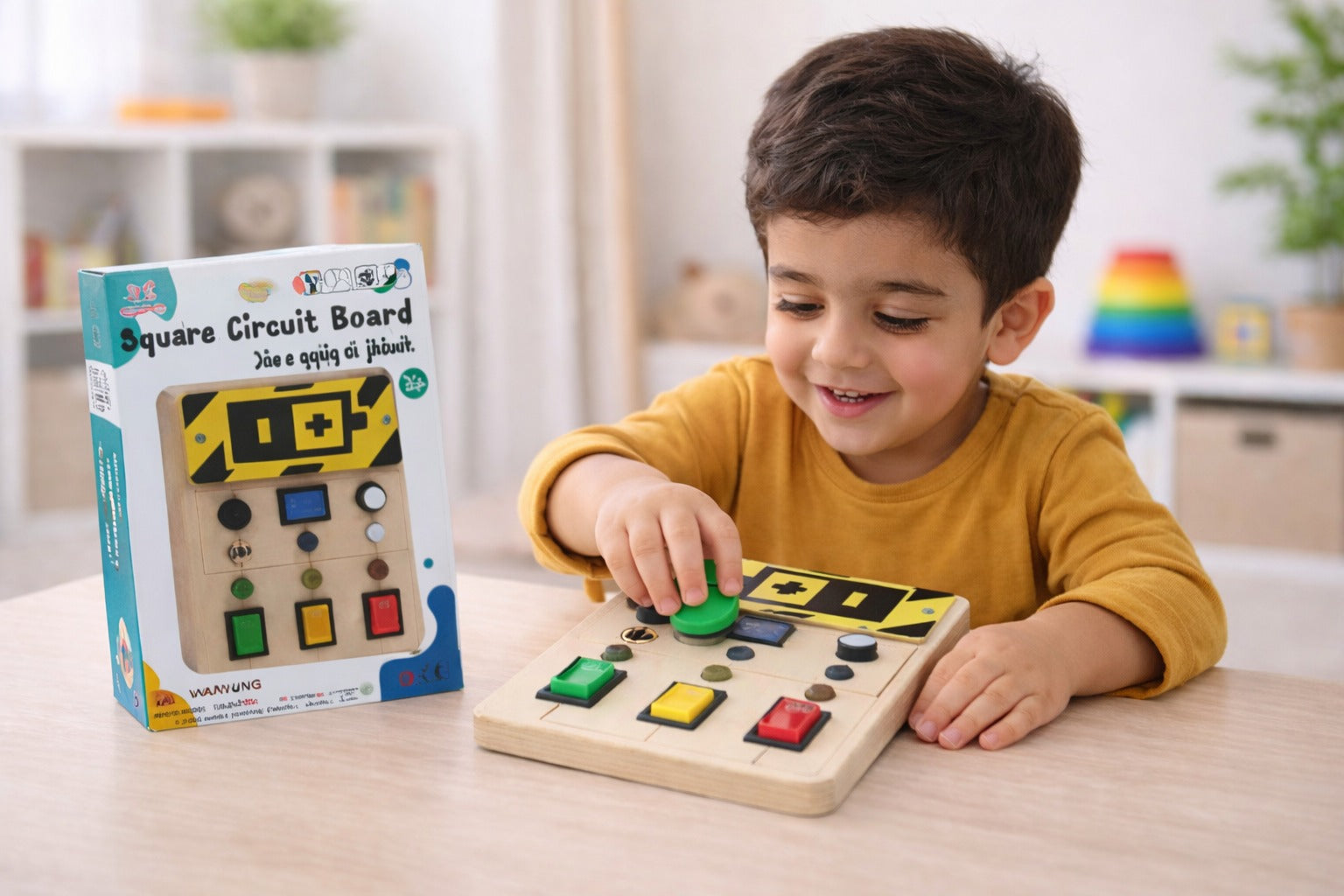 Montessori Busy Board for Toddlers with LED Light Up Switch